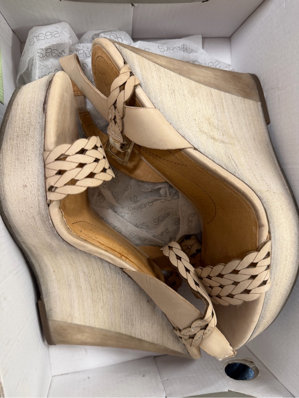 Covington Tan Braided Wedge Sandals